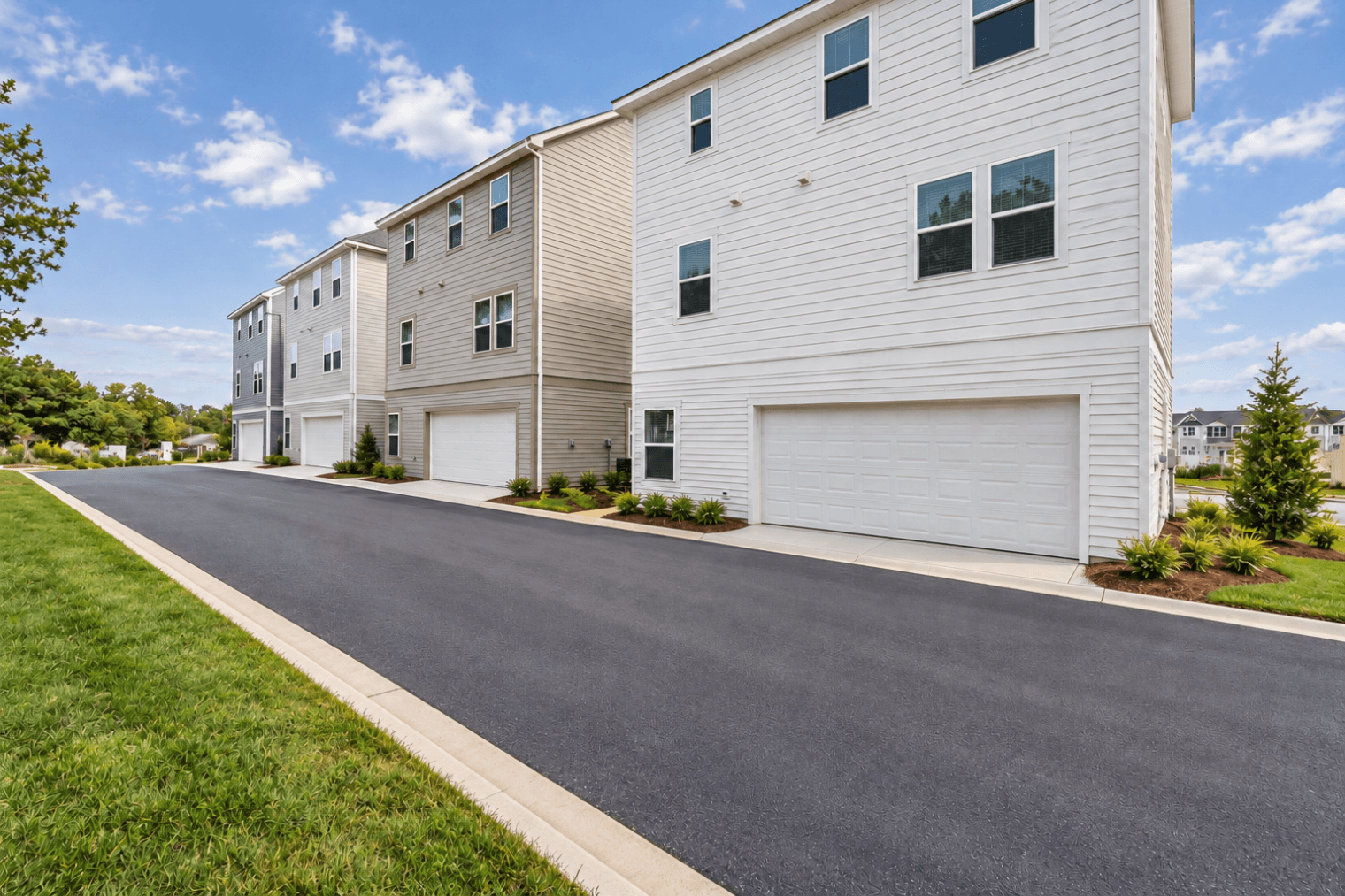 quiet modern townhouse street